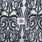Angel Damask Sequins Sheer Lace Fabric Black