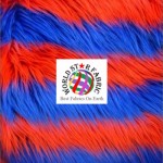 Striped Long Pile Fabric Red Royal Blue