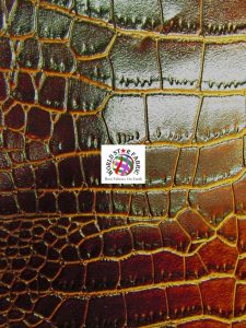 Shiny Dragon Alligator Vinyl Fabric Brown