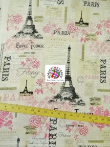 Pink Paris Eiffel Tower Print Cotton Fabric By David Textiles