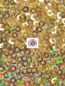 Mini Disc Sequins Mesh Fabric Holographic Gold